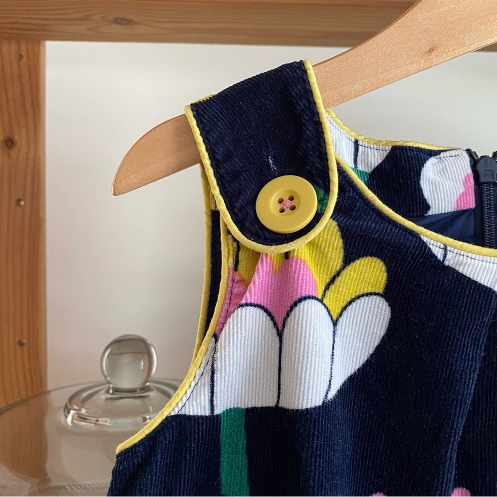 Mini Boden Navy Blue Floral Corduroy Pinafore Dress 4t - Picture 8 of 12